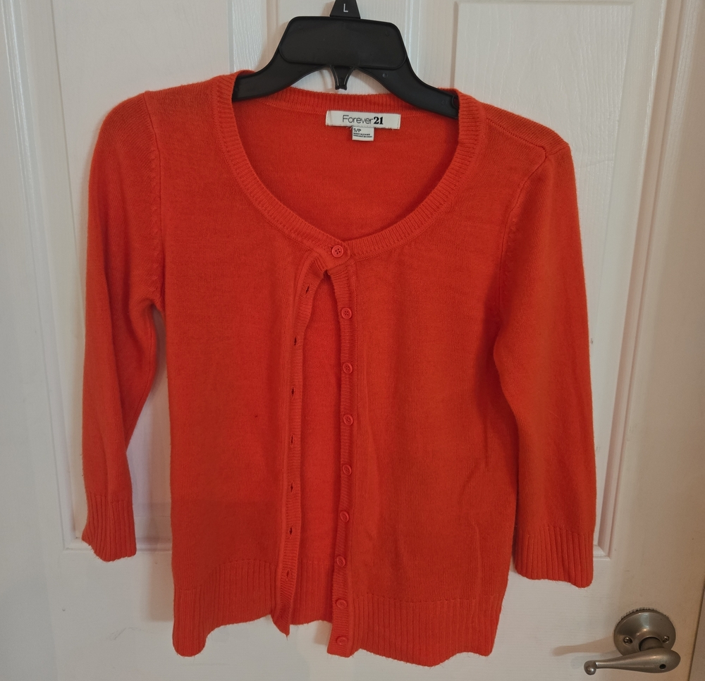 Forever 21 Orange Button-Front Cardigan Sweater